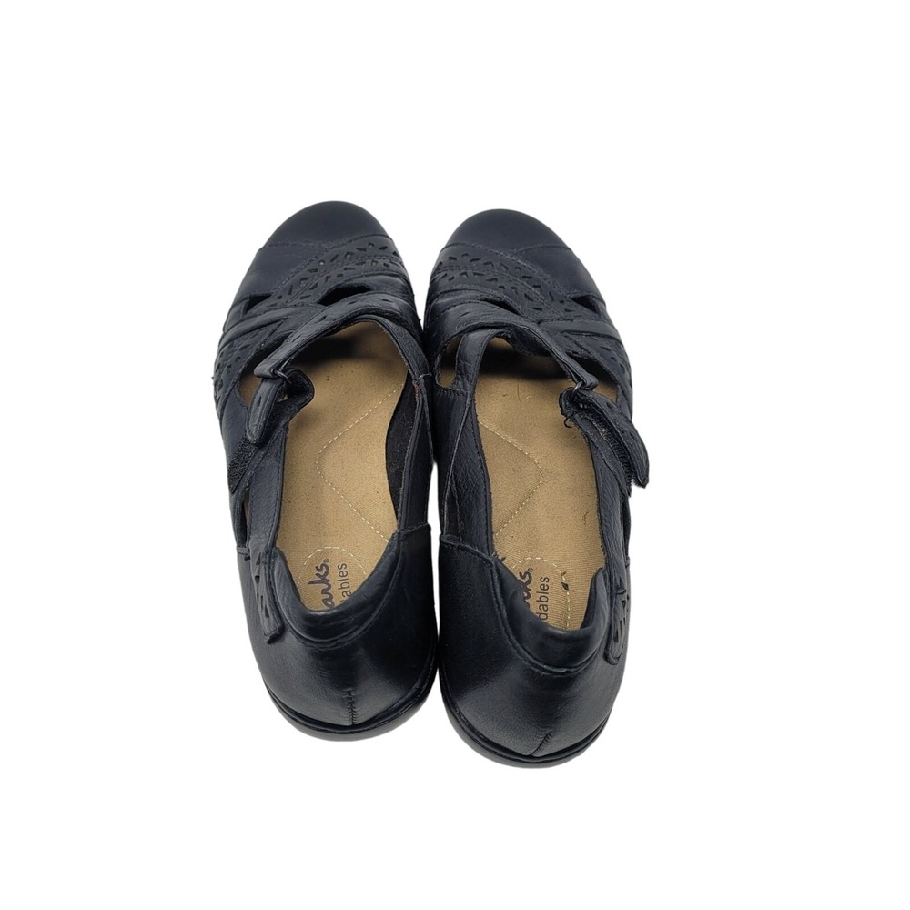 Y2K Clarks Bendables Leather Mary Janes 9.5 Black Flats Dark Academia Comfort - Picture 9 of 11